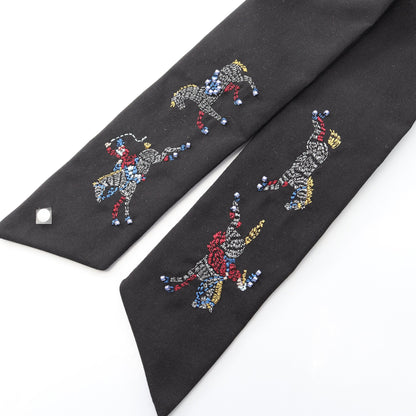 Knight Parade シュシュ ヘアアクセサリー 刺繍 ビーズ シルク ブラック エルメス アクセサリー HERMES