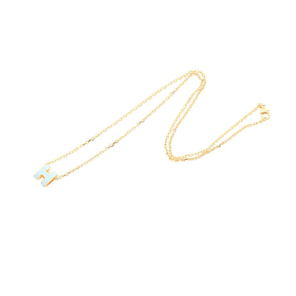 MINI POP H ミニポップアッシュ ネックレス GP ゴールド ライトブルー エルメス アクセサリー HERMES