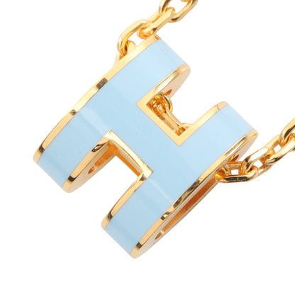MINI POP H ミニポップアッシュ ネックレス GP ゴールド ライトブルー エルメス アクセサリー HERMES