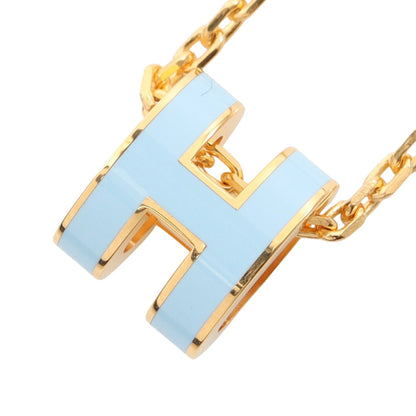 MINI POP H ミニポップアッシュ ネックレス GP ゴールド ライトブルー エルメス アクセサリー HERMES