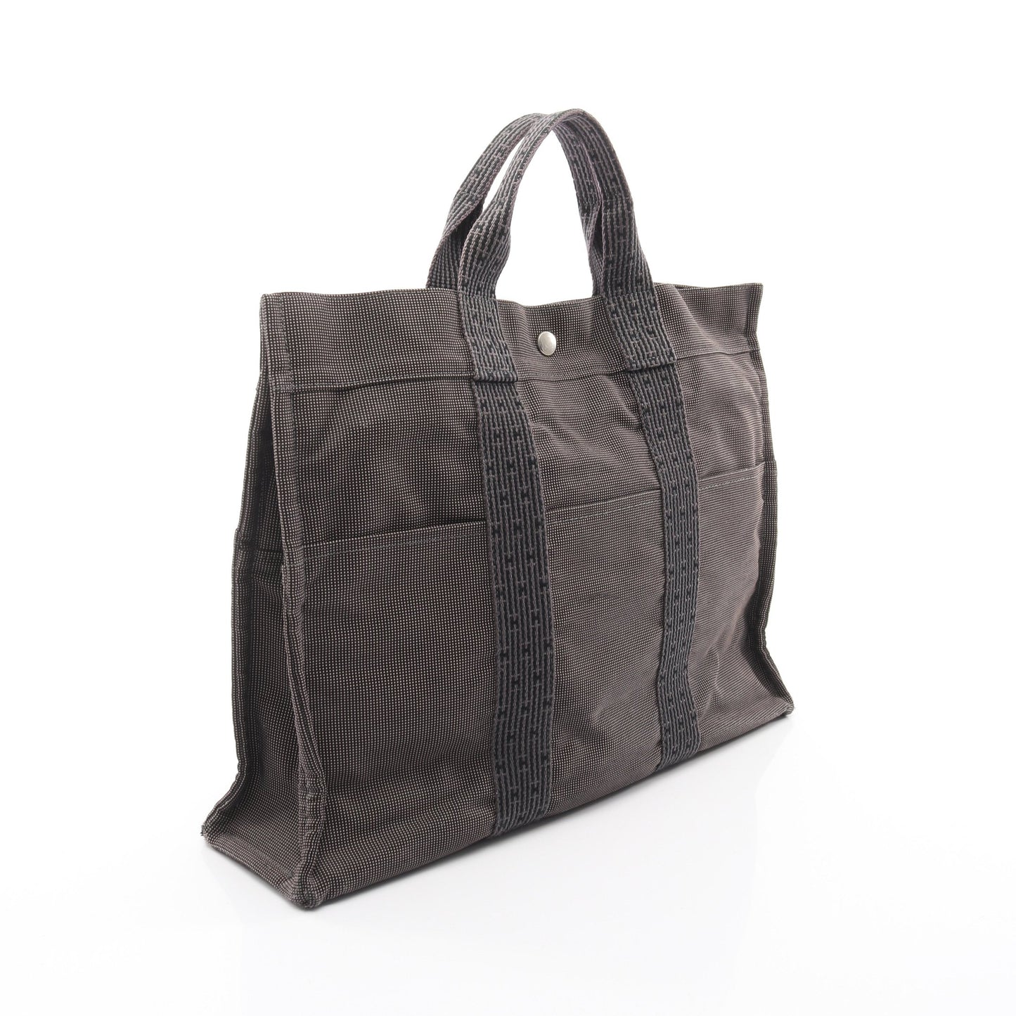エールラインMM ハンドバッグ トートバッグ ナイロンキャンバス ダークグレー シルバー金具 エルメス バッグ HERMES