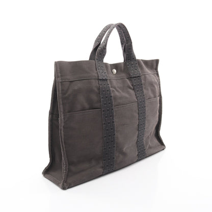 エールラインMM ハンドバッグ トートバッグ ナイロンキャンバス ダークグレー シルバー金具 エルメス バッグ HERMES