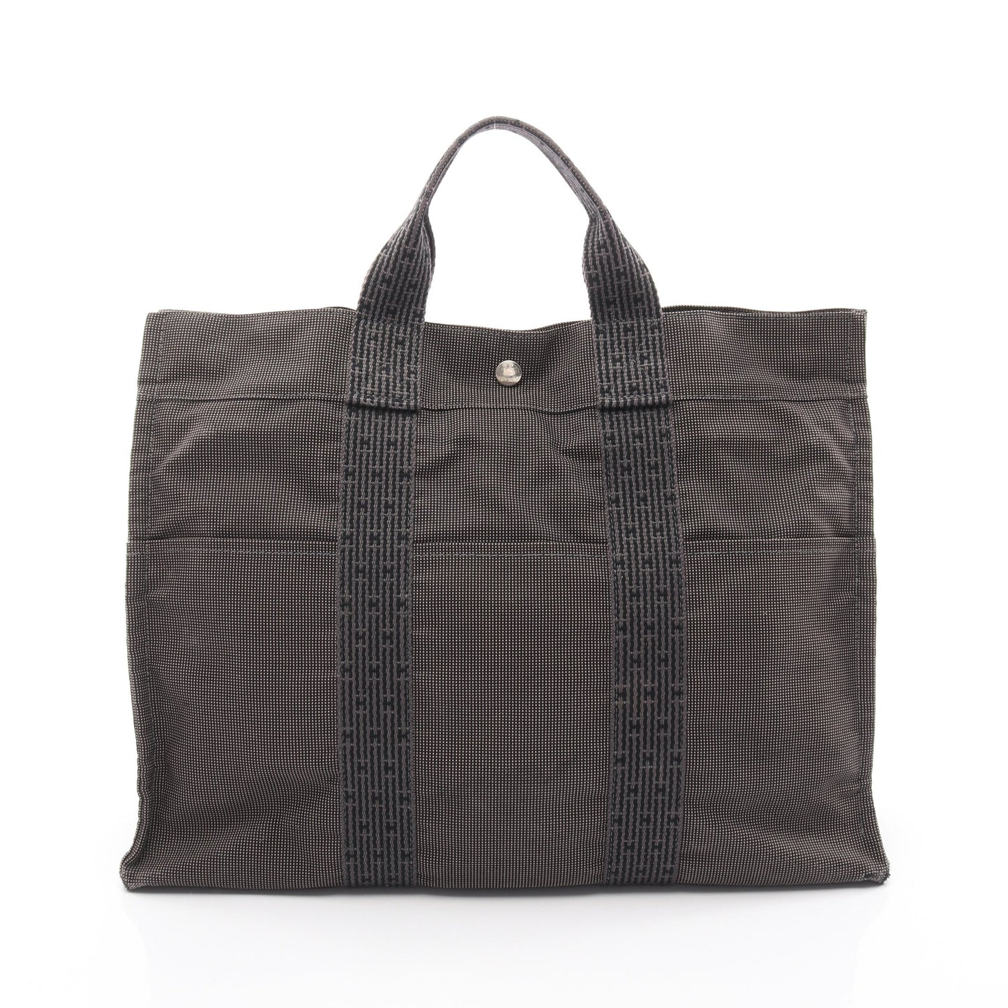 エールラインMM ハンドバッグ トートバッグ ナイロンキャンバス ダークグレー シルバー金具 エルメス バッグ HERMES