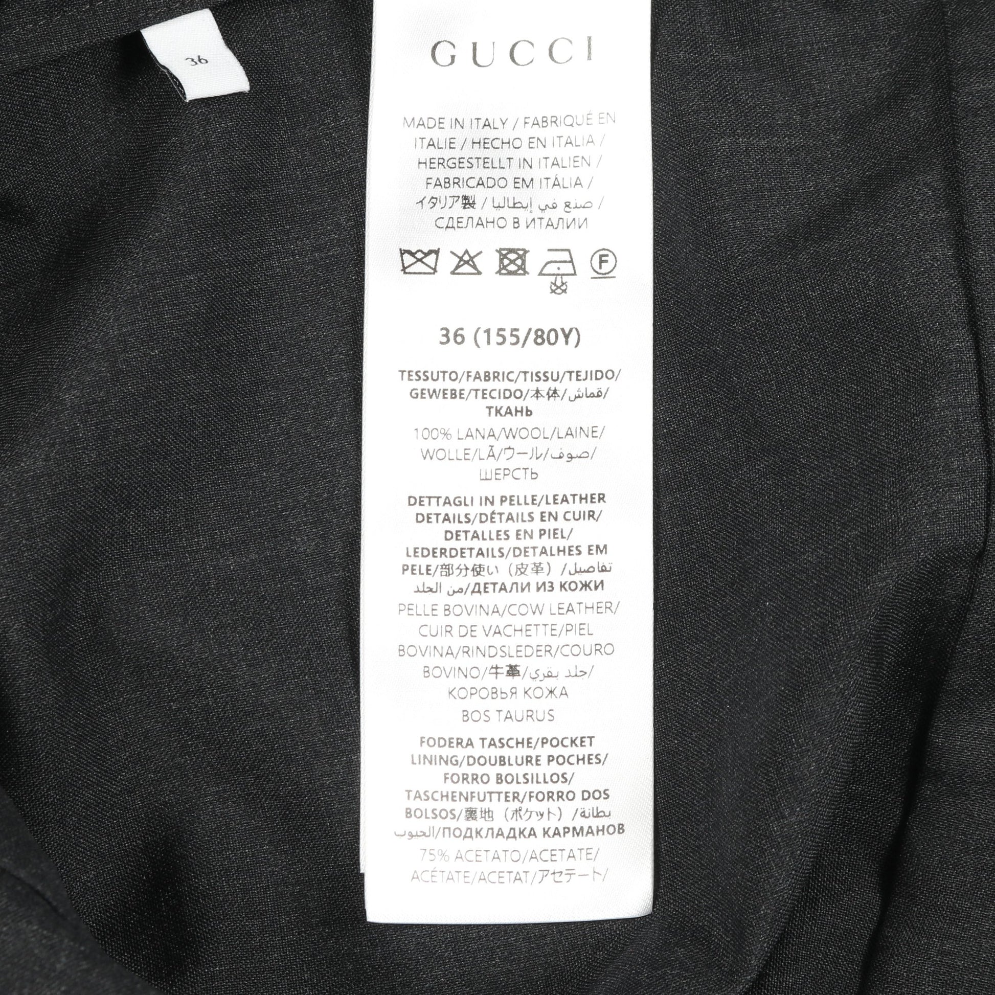 ホースビット付きウールドレス シャツワンピース ウール ダークグレー グッチ ワンピース GUCCI