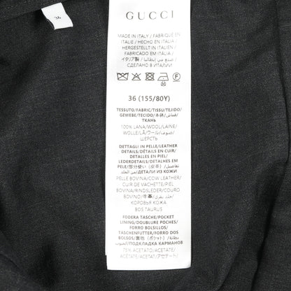 ホースビット付きウールドレス シャツワンピース ウール ダークグレー グッチ ワンピース GUCCI