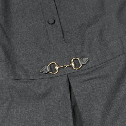ホースビット付きウールドレス シャツワンピース ウール ダークグレー グッチ ワンピース GUCCI