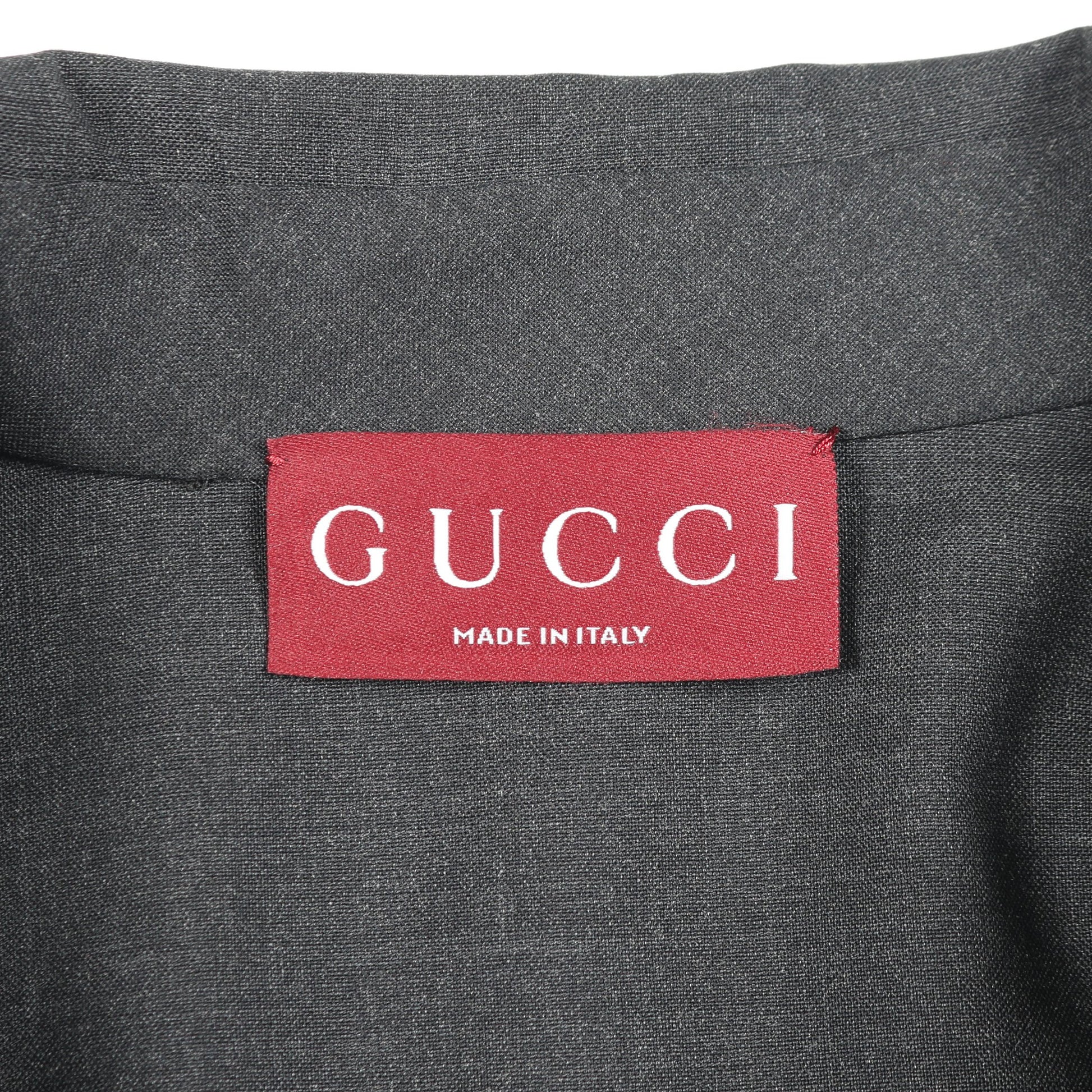ホースビット付きウールドレス シャツワンピース ウール ダークグレー グッチ ワンピース GUCCI