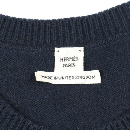 セリエボタン ニットワンピース カシミヤ コットン ネイビー エルメス ワンピース HERMES