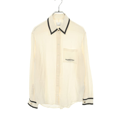 ホースフェリープリント ロゴ シャツ シルク オフホワイト ブラック バーバリー トップス BURBERRY