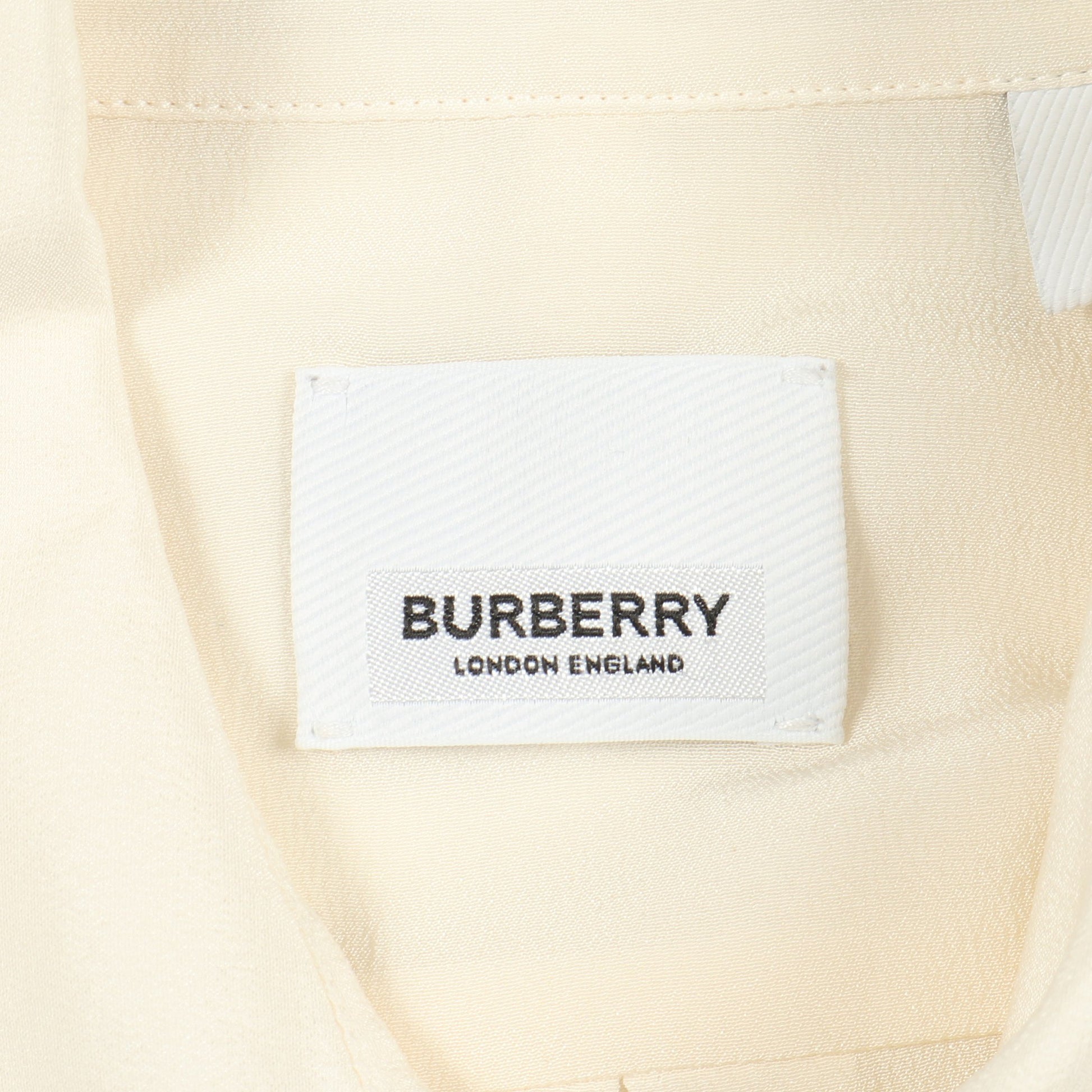 ホースフェリープリント ロゴ シャツ シルク オフホワイト ブラック バーバリー トップス BURBERRY
