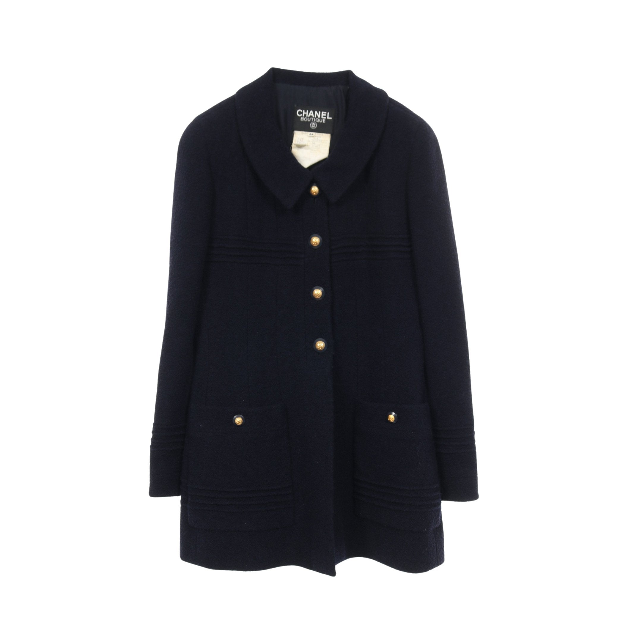 ココマークボタン ジャケット ウール ネイビー シャネル – RECLO