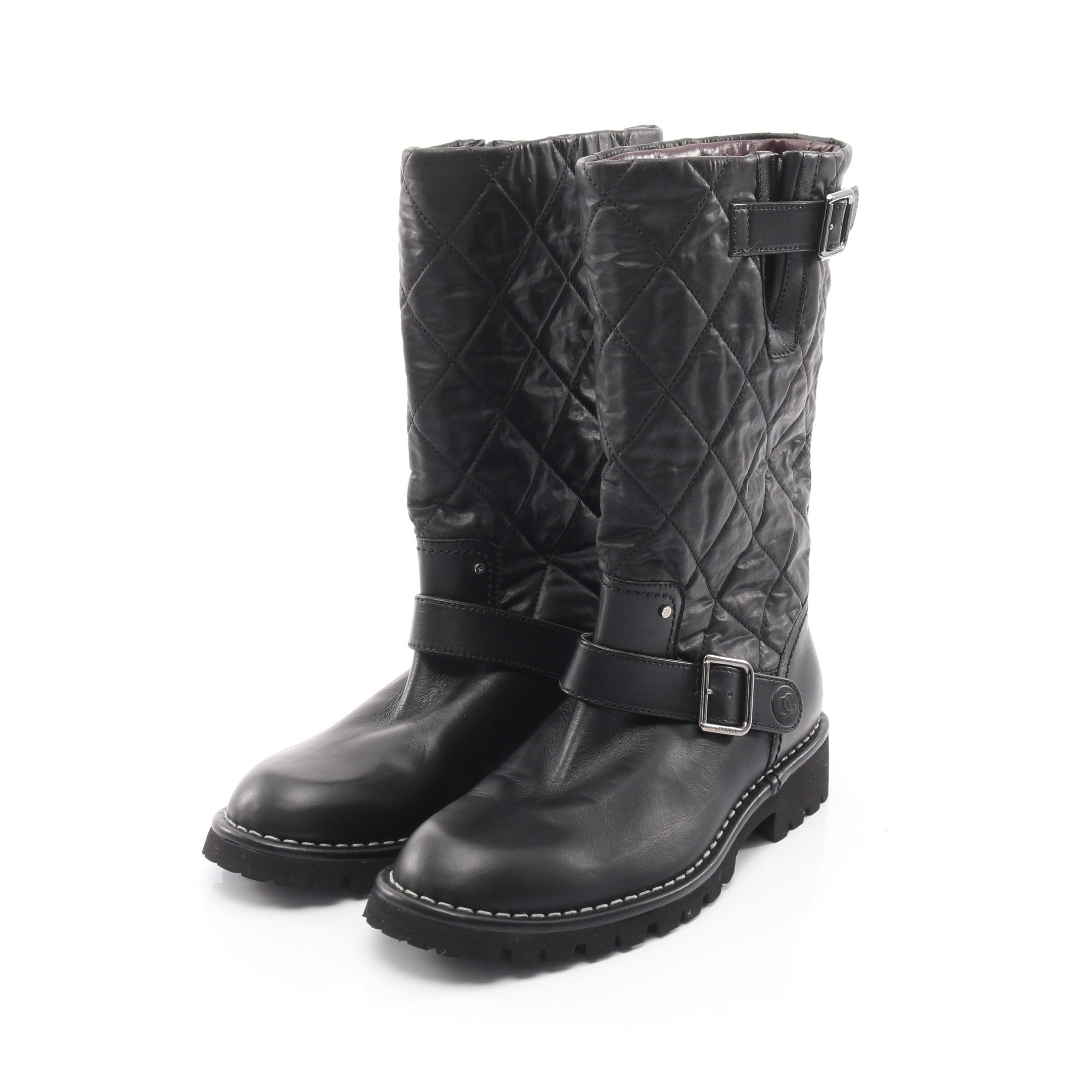 マトラッセ エンジニア ブーツ レザー ブラック シャネル – RECLO