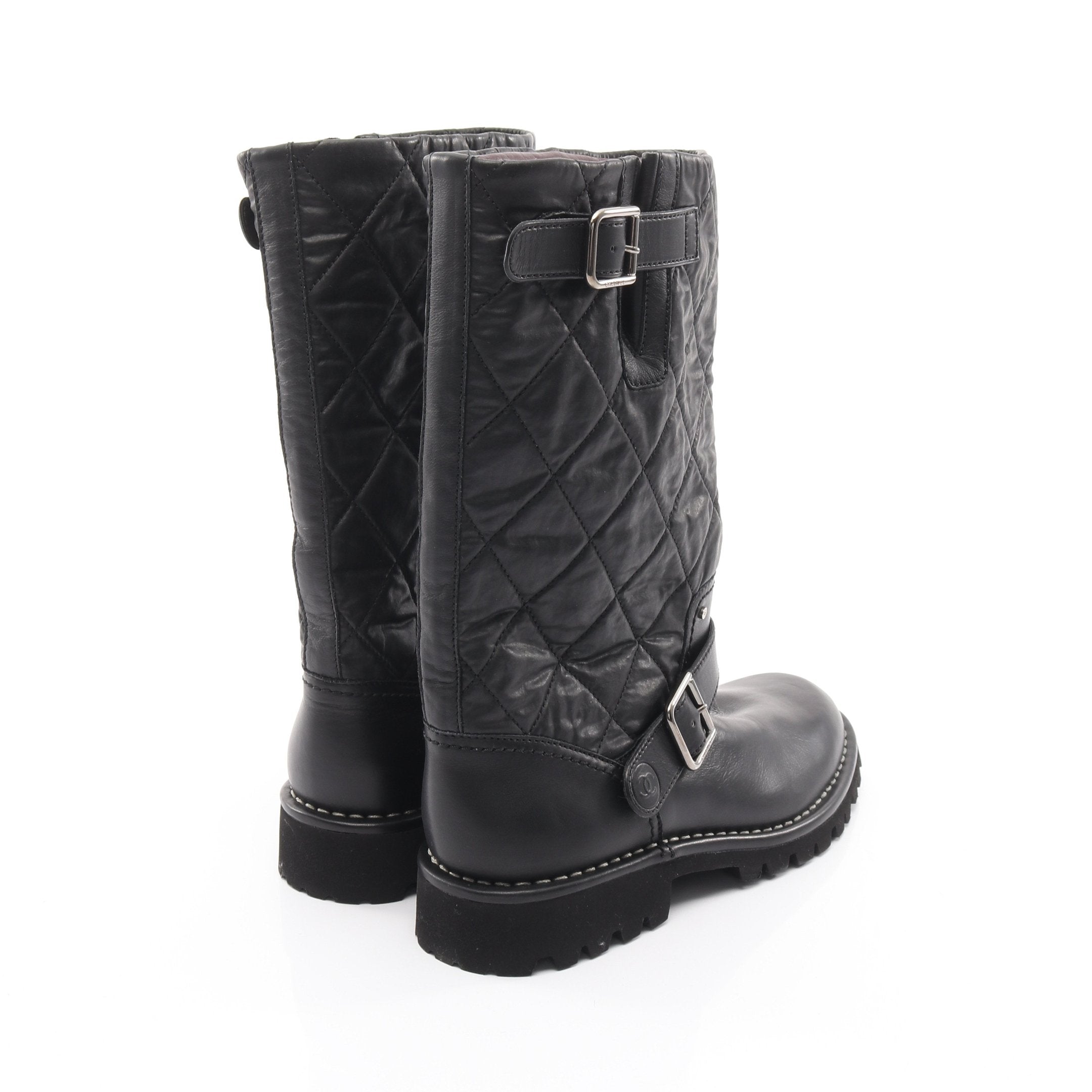 マトラッセ エンジニア ブーツ レザー ブラック シャネル – RECLO