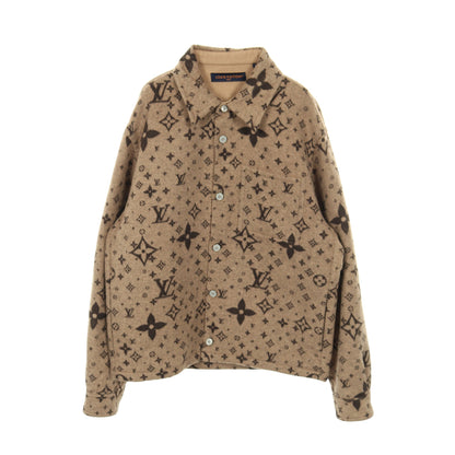 モノグラム シャツ ジャケット カバーオール ウール シルク カシミヤ ベージュ ブラウン ルイヴィトン アウター LOUIS VUITTON