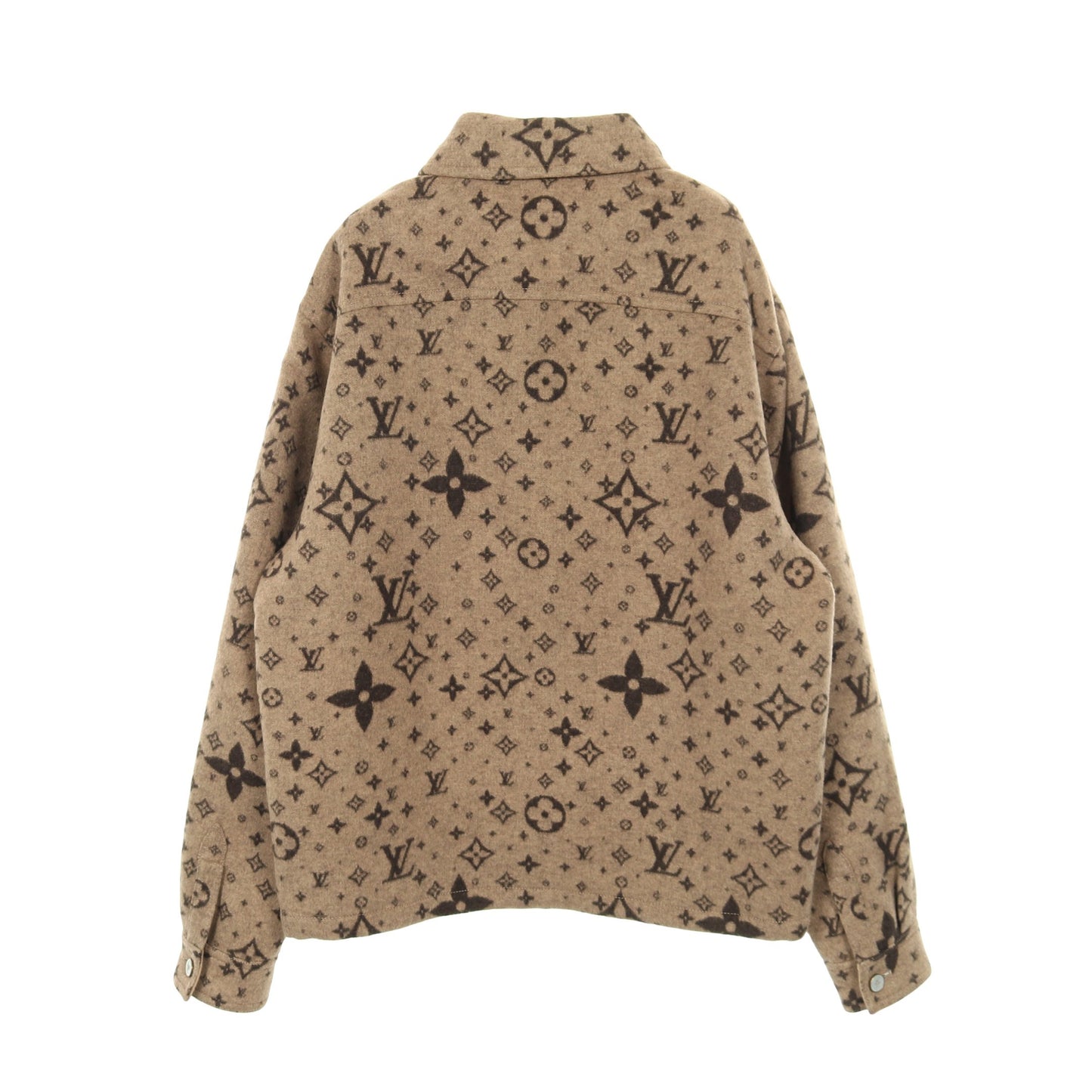 モノグラム シャツ ジャケット カバーオール ウール シルク カシミヤ ベージュ ブラウン ルイヴィトン アウター LOUIS VUITTON
