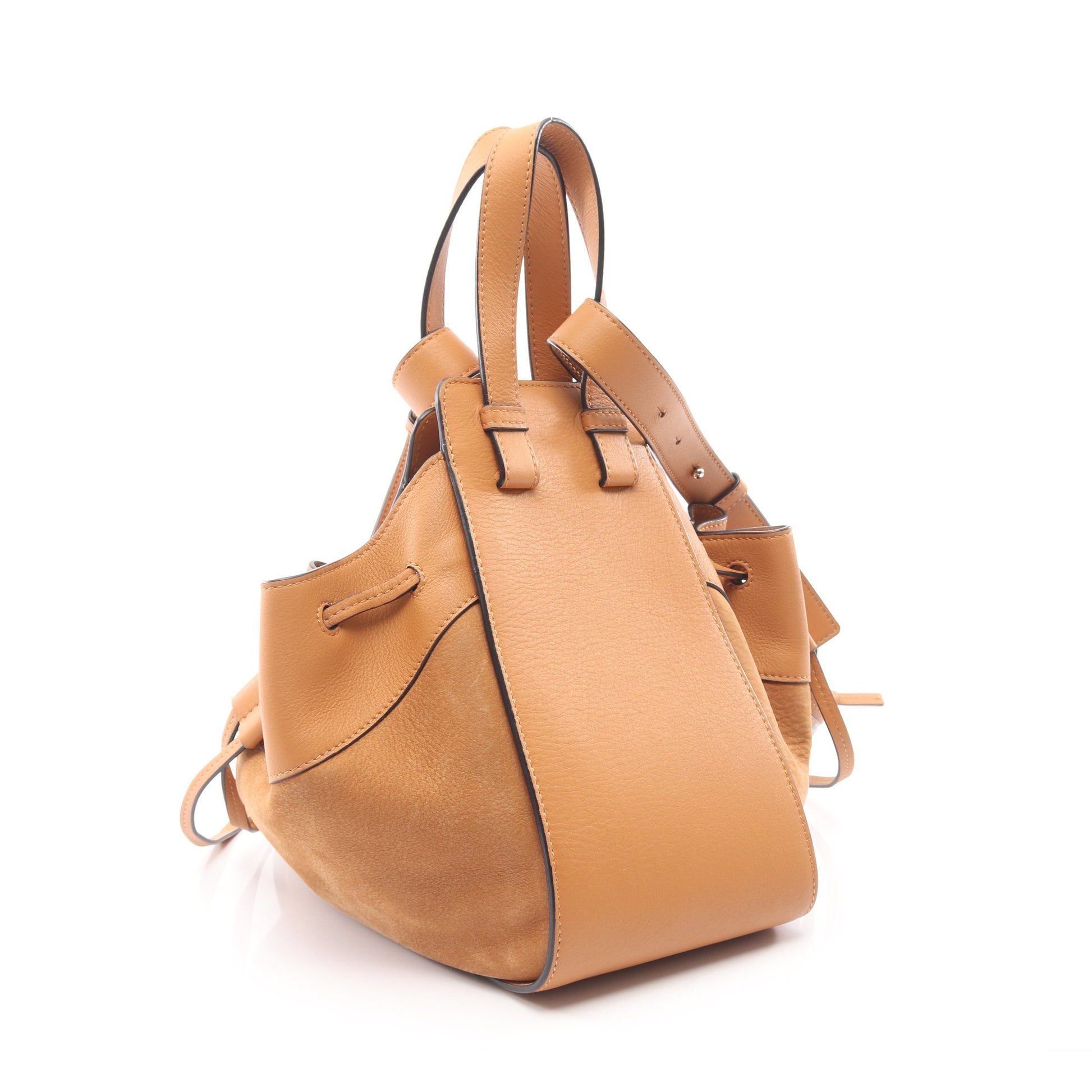 ハンモック ドローストリング スモール ショルダーバッグ レザー ヌバック ブラウン 2WAY ロエベ バッグ LOEWE