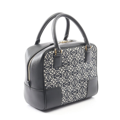 アマソナ19 ハンドバッグ キャンバス レザー ブラック ライトグレー 2WAY ロエベ バッグ LOEWE