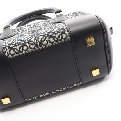 アマソナ19 ハンドバッグ キャンバス レザー ブラック ライトグレー 2WAY ロエベ バッグ LOEWE