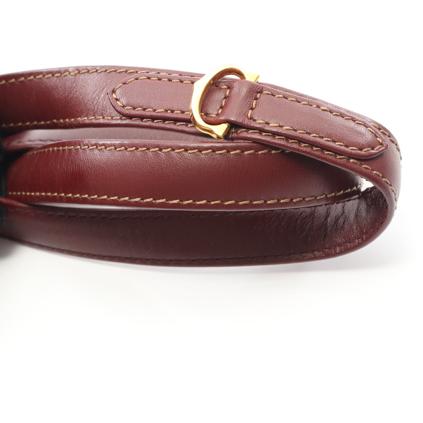 マストライン ショルダーバッグ レザー ボルドー 巾着 カルティエ バッグ Cartier