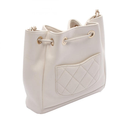 マトラッセ バケットバッグ ショルダーバッグ キャビアスキン オフホワイト ゴールド金具 シャネル バッグ CHANEL