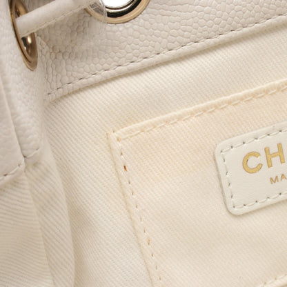 マトラッセ バケットバッグ ショルダーバッグ キャビアスキン オフホワイト ゴールド金具 シャネル バッグ CHANEL