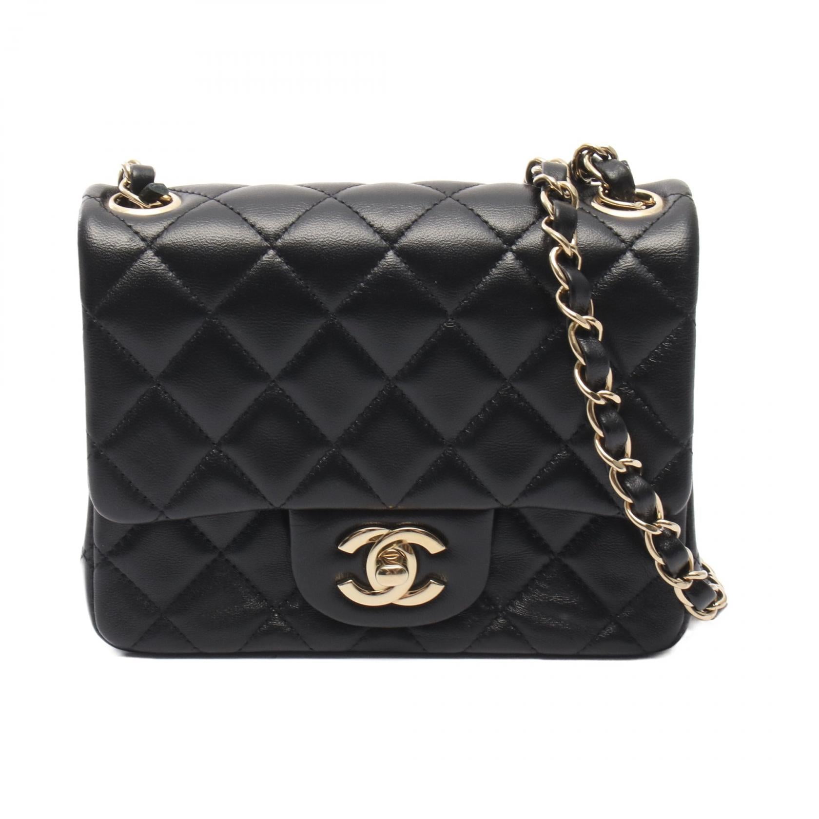 ミニマトラッセ チェーンショルダーバッグ ラムスキン ブラック ゴールド金具 シャネル バッグ CHANEL