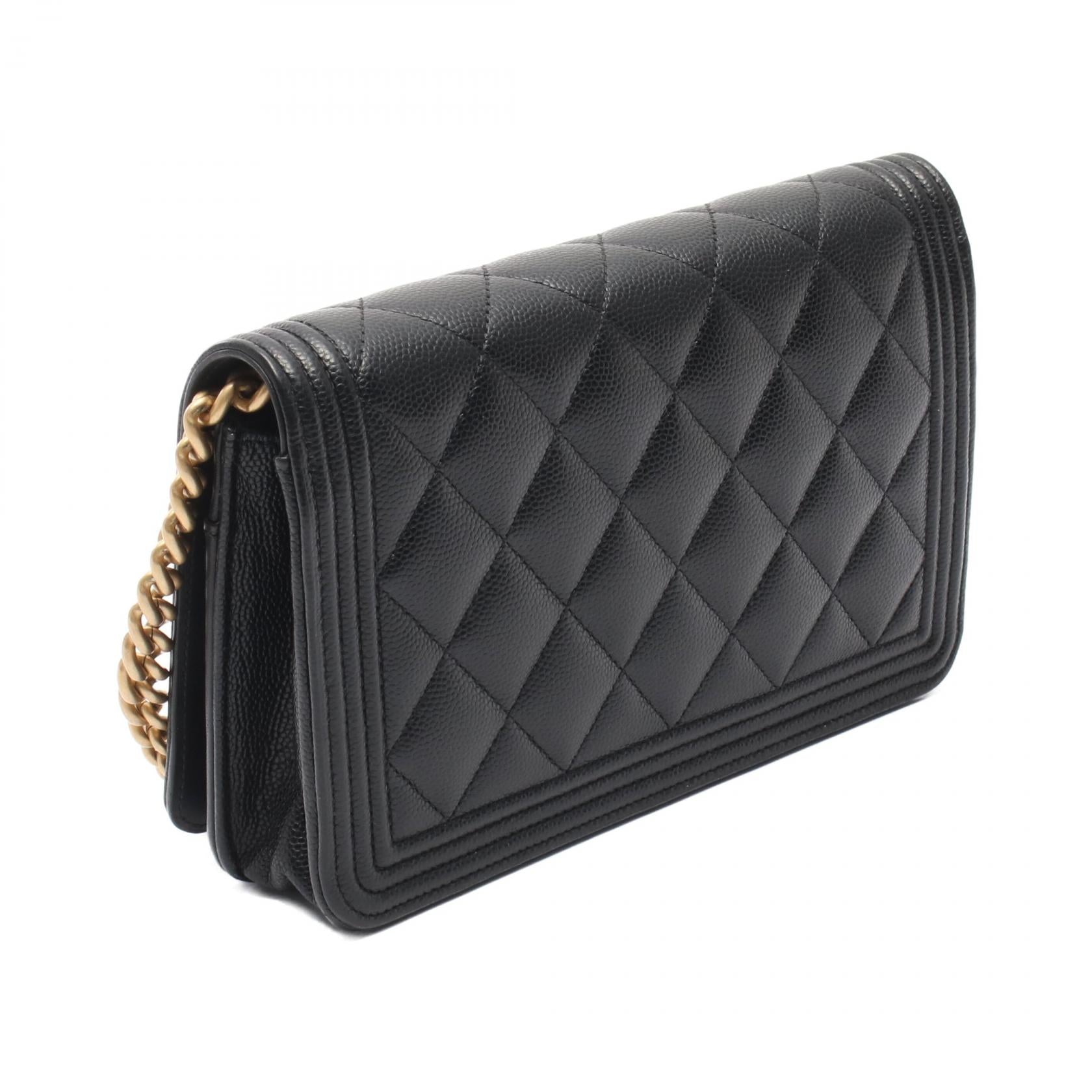 ボーイシャネル マトラッセ チェーンウォレット キャビアスキン ブラック ゴールド金具 シャネル バッグ CHANEL