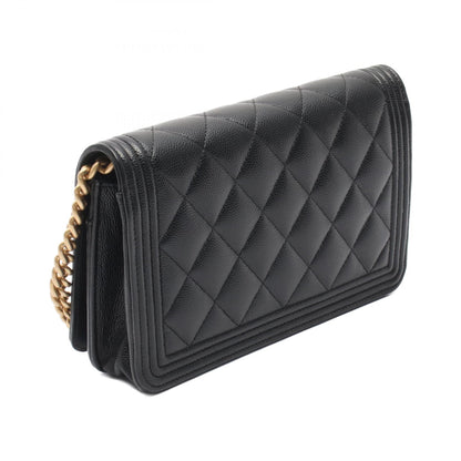 ボーイシャネル マトラッセ チェーンウォレット キャビアスキン ブラック ゴールド金具 シャネル バッグ CHANEL