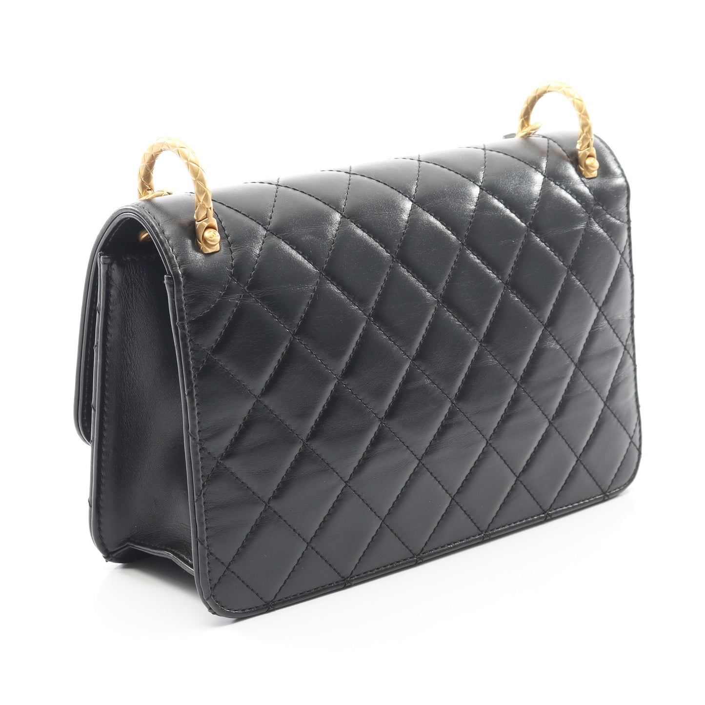 マトラッセ チェーンショルダーバッグ レザー ブラック ゴールド金具 シャネル バッグ CHANEL
