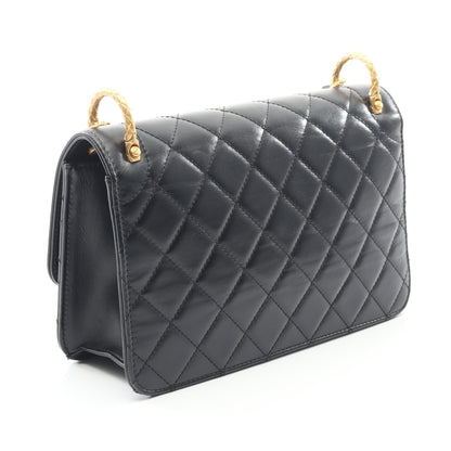 マトラッセ チェーンショルダーバッグ レザー ブラック ゴールド金具 シャネル バッグ CHANEL