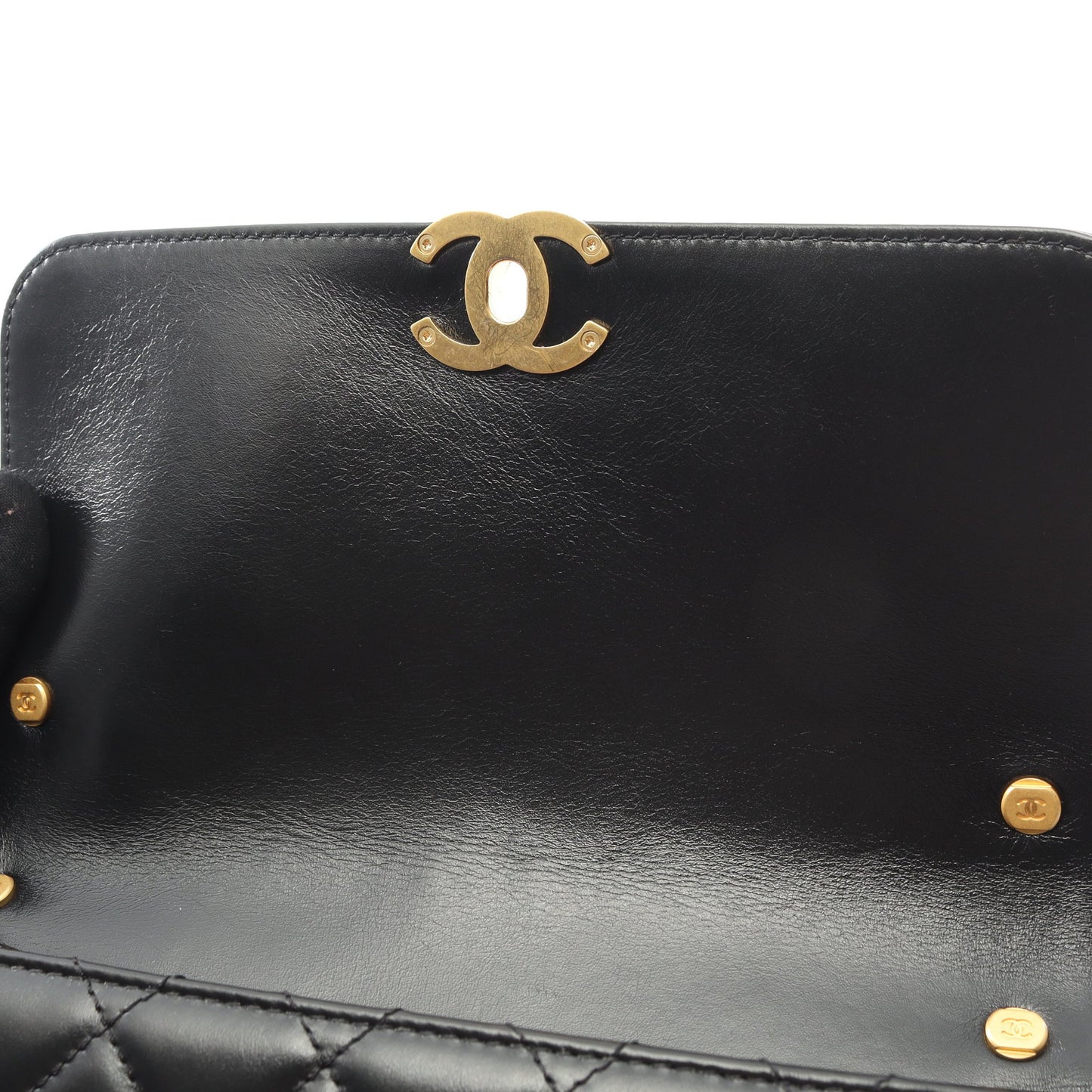 マトラッセ チェーンショルダーバッグ レザー ブラック ゴールド金具 シャネル バッグ CHANEL