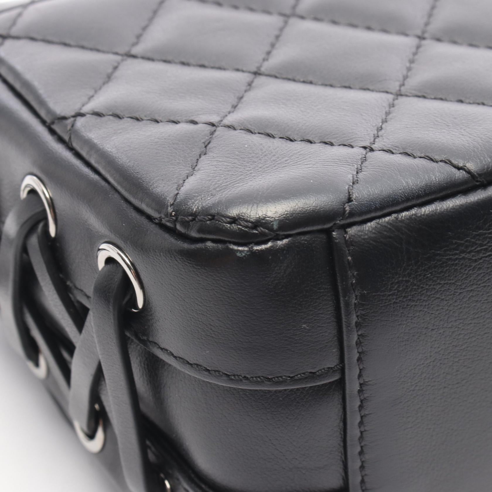 マトラッセ チェーンショルダーバッグ レースアップ レザー ブラック シルバー金具 シャネル バッグ CHANEL