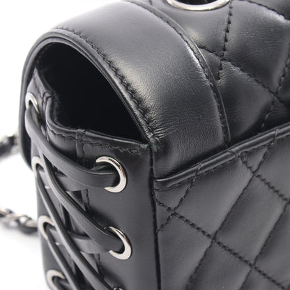 マトラッセ チェーンショルダーバッグ レースアップ レザー ブラック シルバー金具 シャネル バッグ CHANEL
