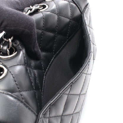 マトラッセ チェーンショルダーバッグ レースアップ レザー ブラック シルバー金具 シャネル バッグ CHANEL
