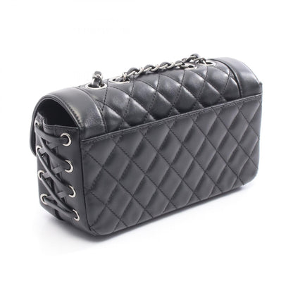 マトラッセ チェーンショルダーバッグ レースアップ レザー ブラック シルバー金具 シャネル バッグ CHANEL