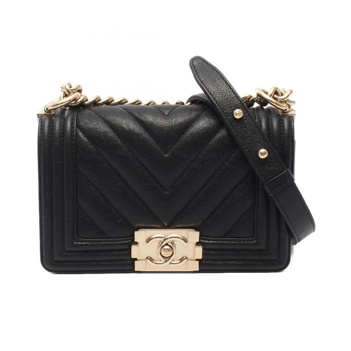 ボーイシャネル スモール チェーンショルダーバッグ レザー ブラック ゴールド金具 シャネル バッグ CHANEL