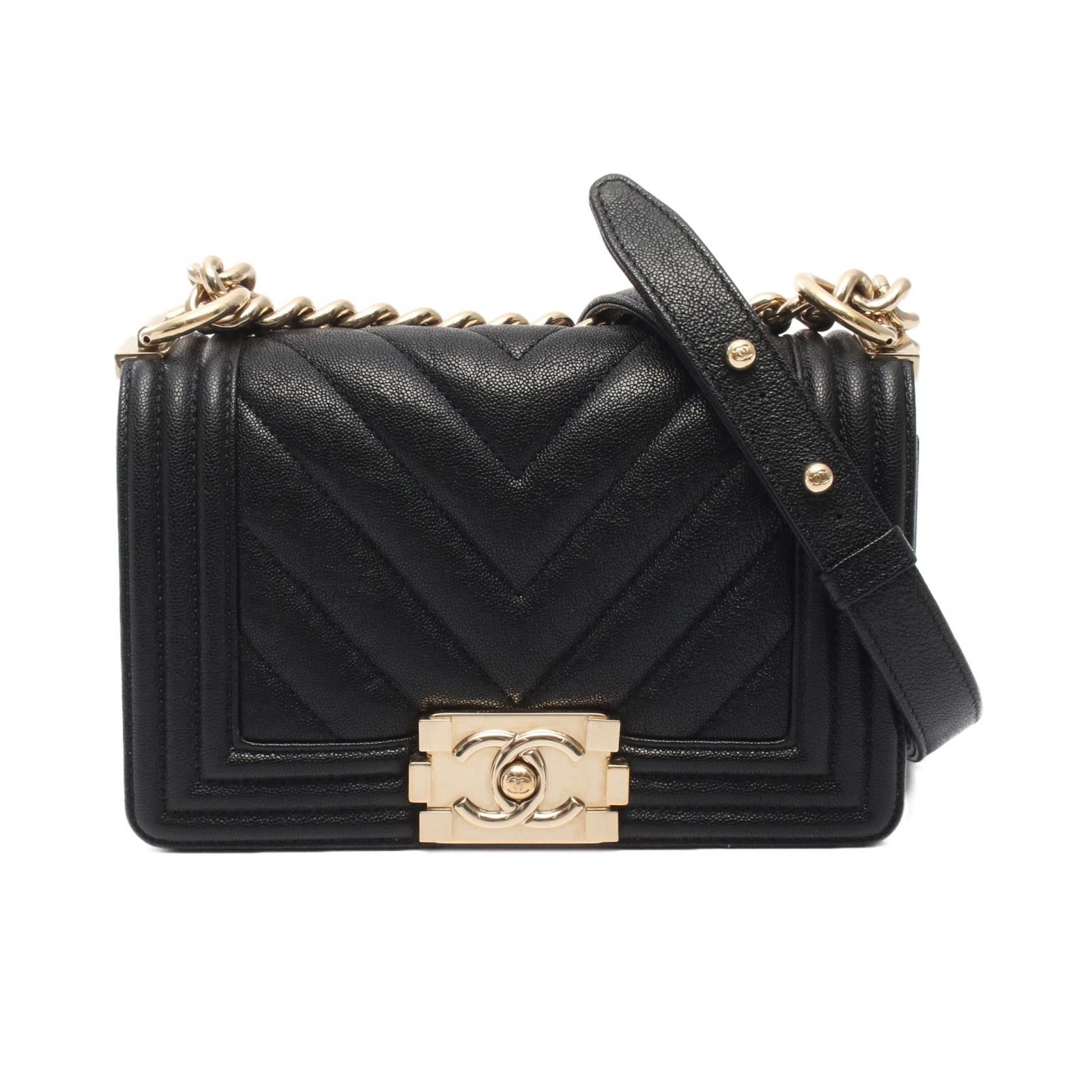 ボーイシャネル スモール チェーンショルダーバッグ レザー ブラック ゴールド金具 シャネル バッグ CHANEL