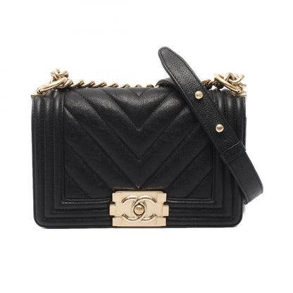 ボーイシャネル スモール チェーンショルダーバッグ レザー ブラック ゴールド金具 シャネル バッグ CHANEL