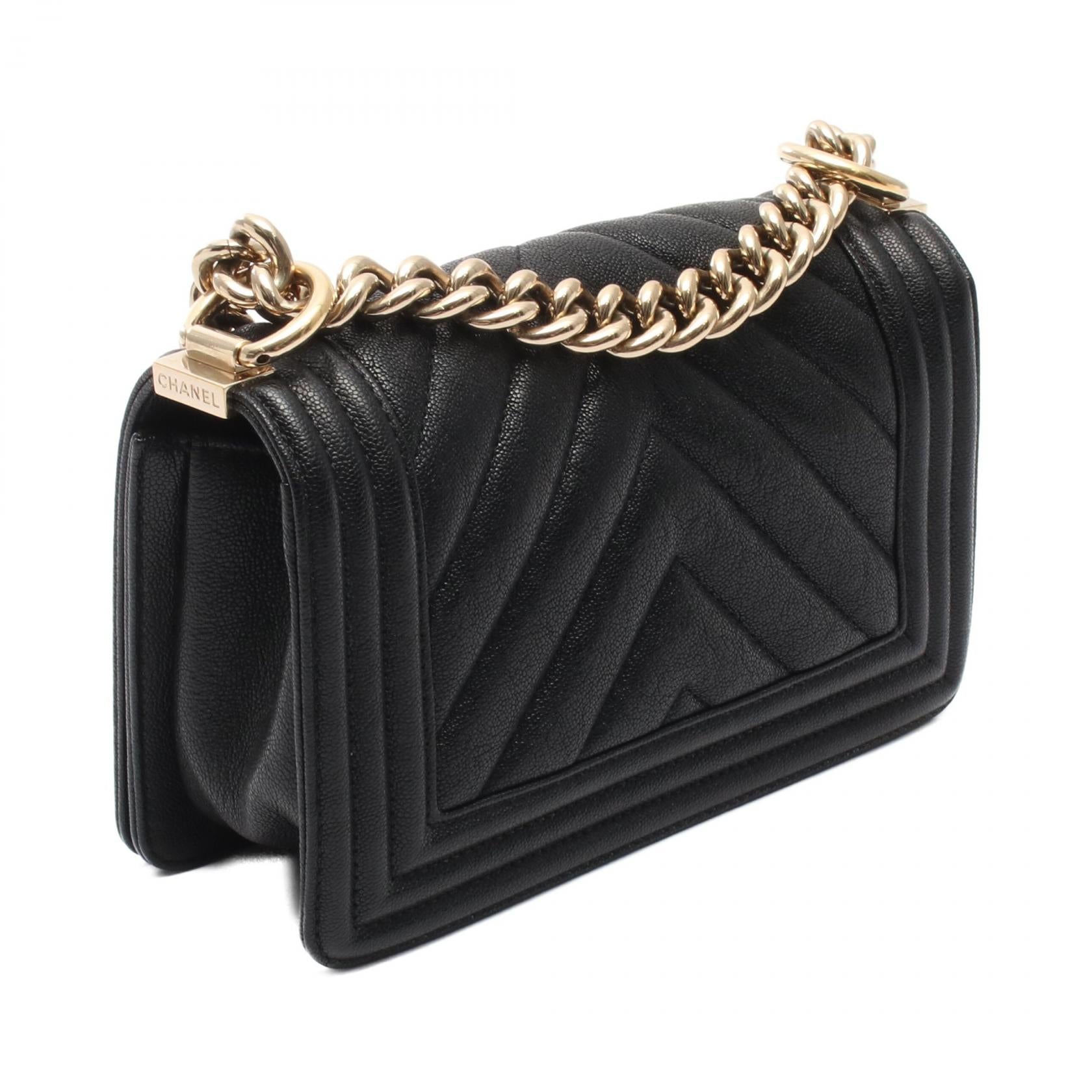 ボーイシャネル スモール チェーンショルダーバッグ レザー ブラック ゴールド金具 シャネル バッグ CHANEL