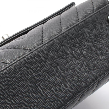 ココハンドル フラップ マトラッセ ハンドバッグ キャビアスキン ダークグレー シルバー金具 2WAY シャネル バッグ CHANEL