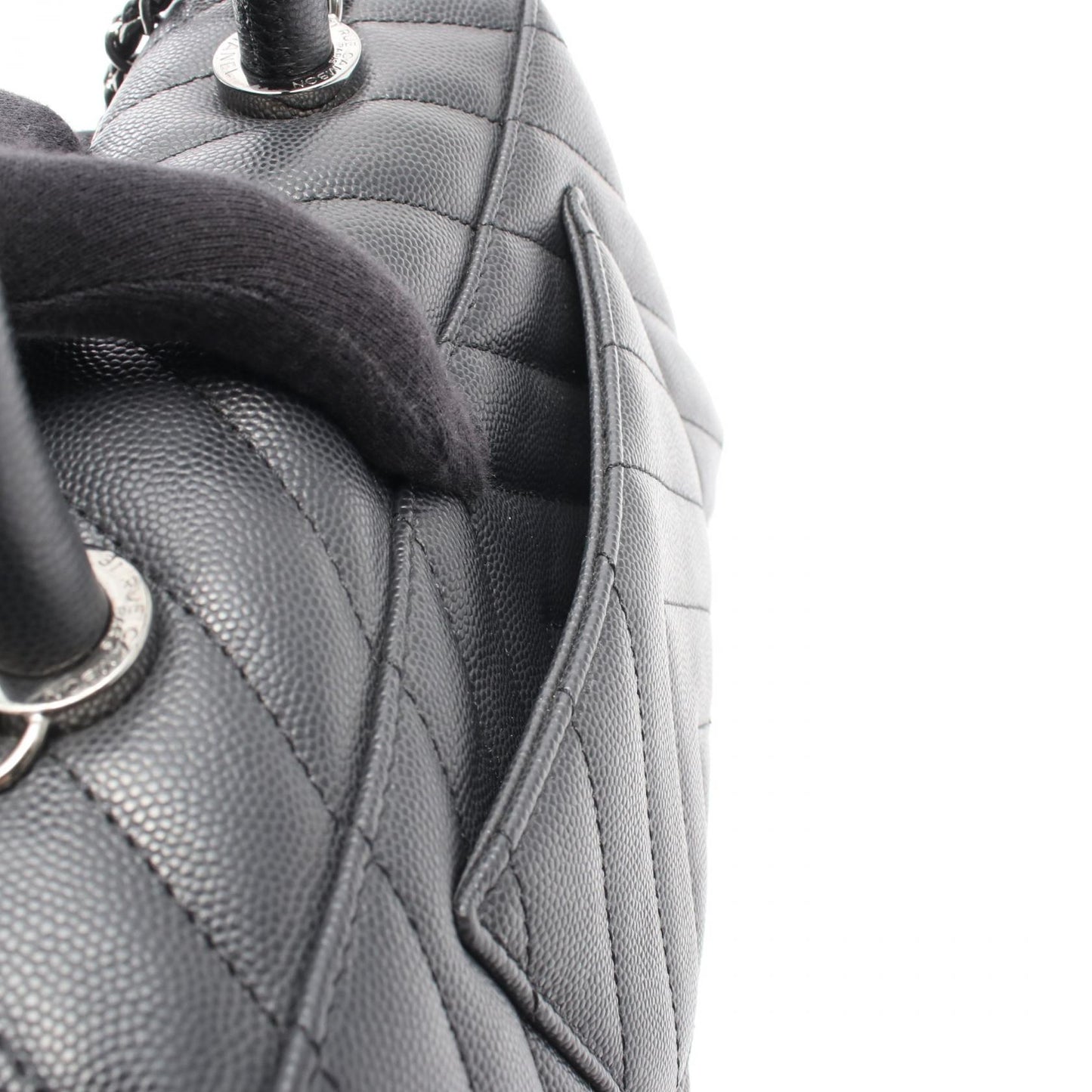ココハンドル フラップ マトラッセ ハンドバッグ キャビアスキン ダークグレー シルバー金具 2WAY シャネル バッグ CHANEL