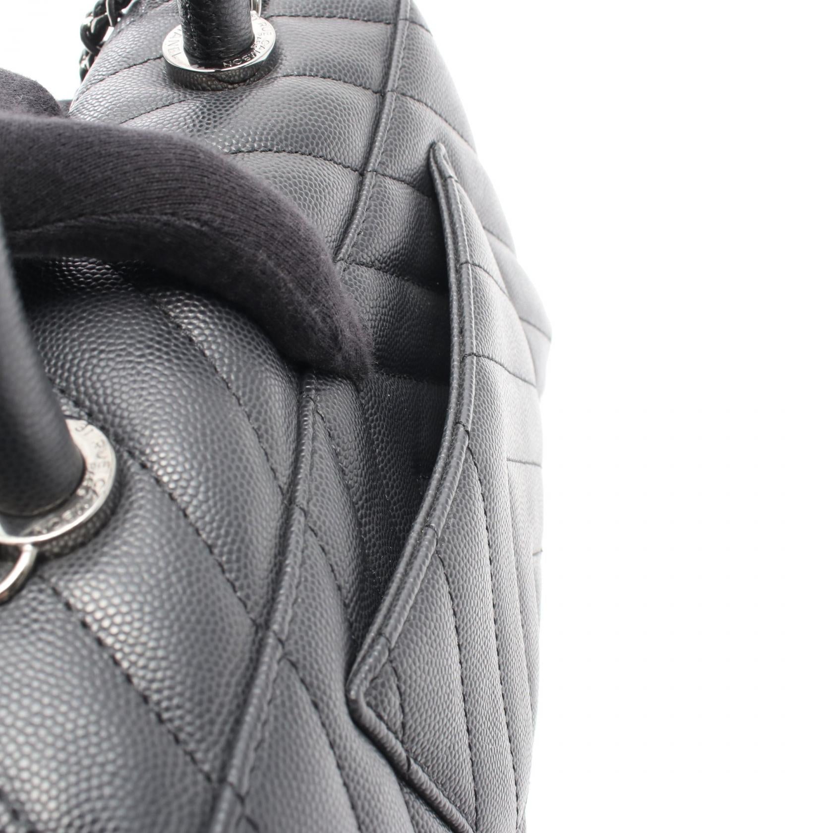 ココハンドル フラップ マトラッセ ハンドバッグ キャビアスキン ダークグレー シルバー金具 2WAY シャネル バッグ CHANEL