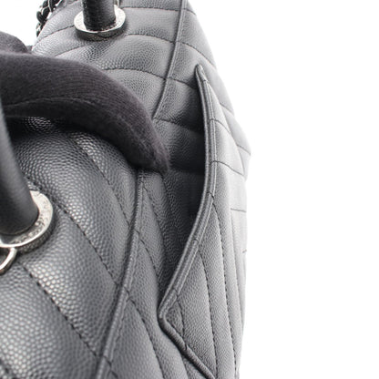 ココハンドル フラップ マトラッセ ハンドバッグ キャビアスキン ダークグレー シルバー金具 2WAY シャネル バッグ CHANEL