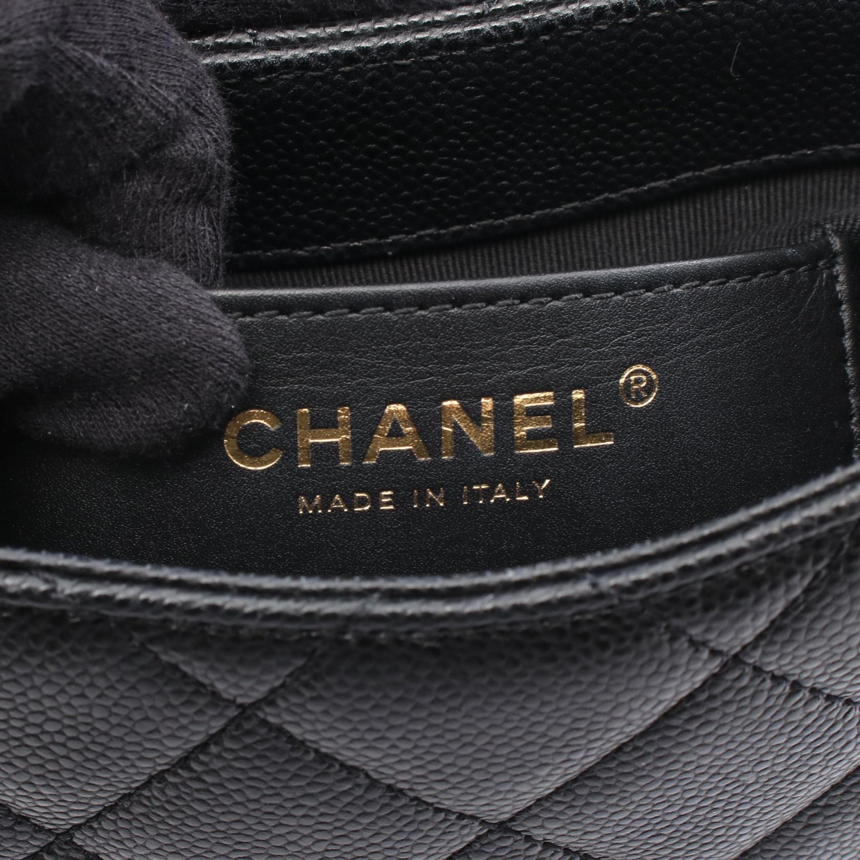 マトラッセ ミニ メッセンジャー チェーンショルダーバッグ キャビアスキン ブラック ゴールド金具 シャネル バッグ CHANEL