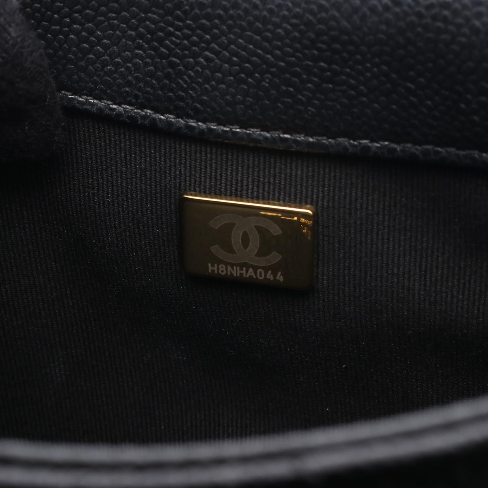 マトラッセ ミニ メッセンジャー チェーンショルダーバッグ キャビアスキン ブラック ゴールド金具 シャネル バッグ CHANEL