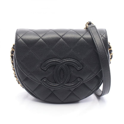マトラッセ ミニ メッセンジャー チェーンショルダーバッグ キャビアスキン ブラック ゴールド金具 シャネル バッグ CHANEL