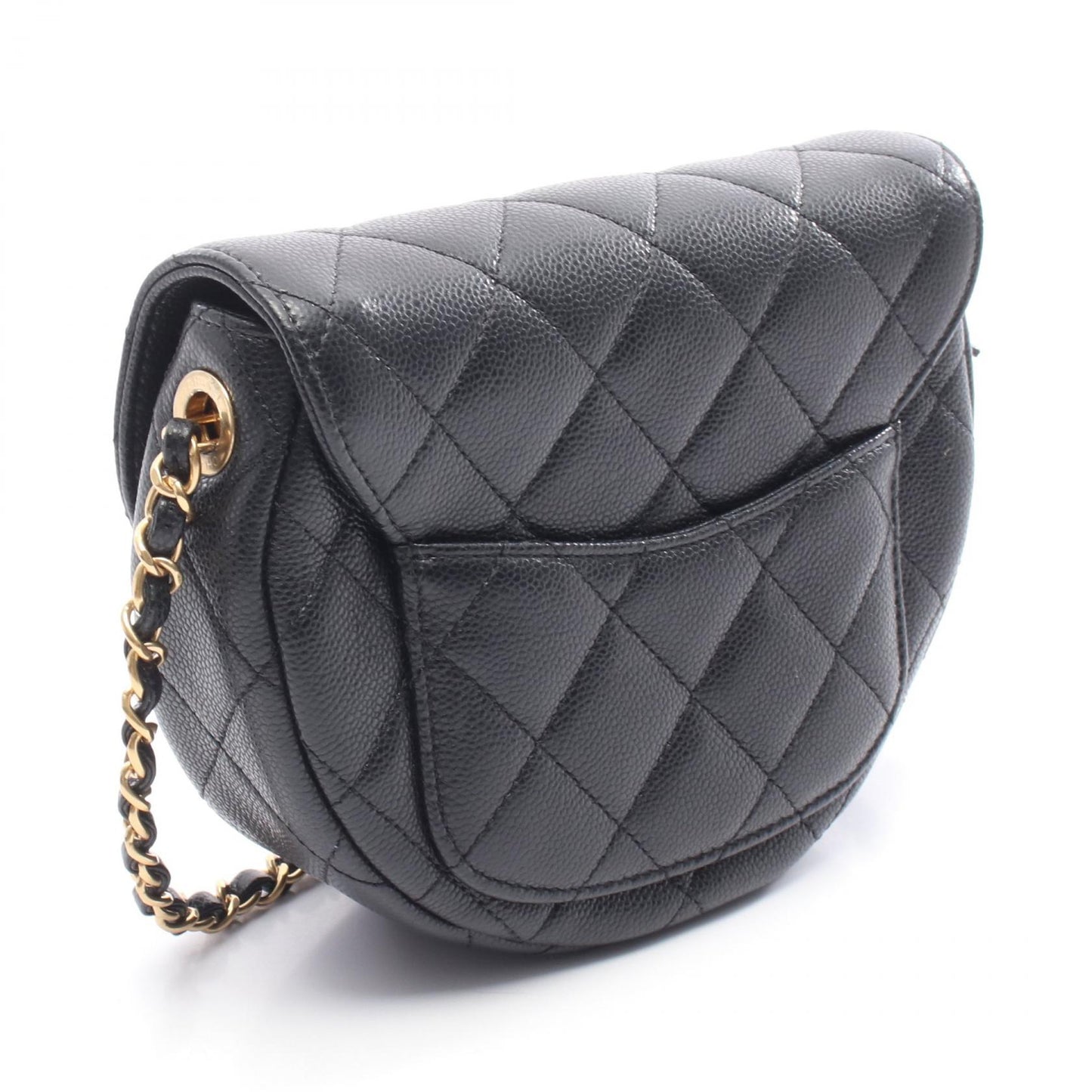 マトラッセ ミニ メッセンジャー チェーンショルダーバッグ キャビアスキン ブラック ゴールド金具 シャネル バッグ CHANEL