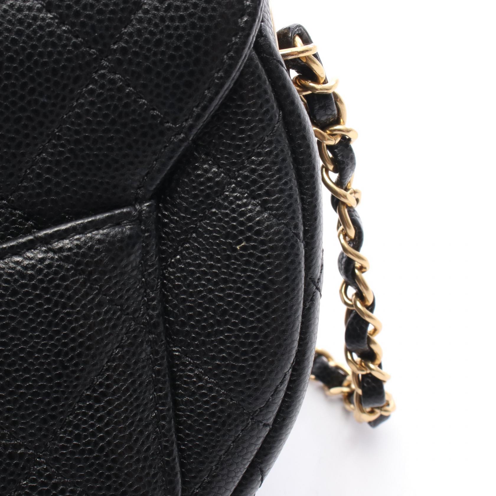 マトラッセ ミニ メッセンジャー チェーンショルダーバッグ キャビアスキン ブラック ゴールド金具 シャネル バッグ CHANEL