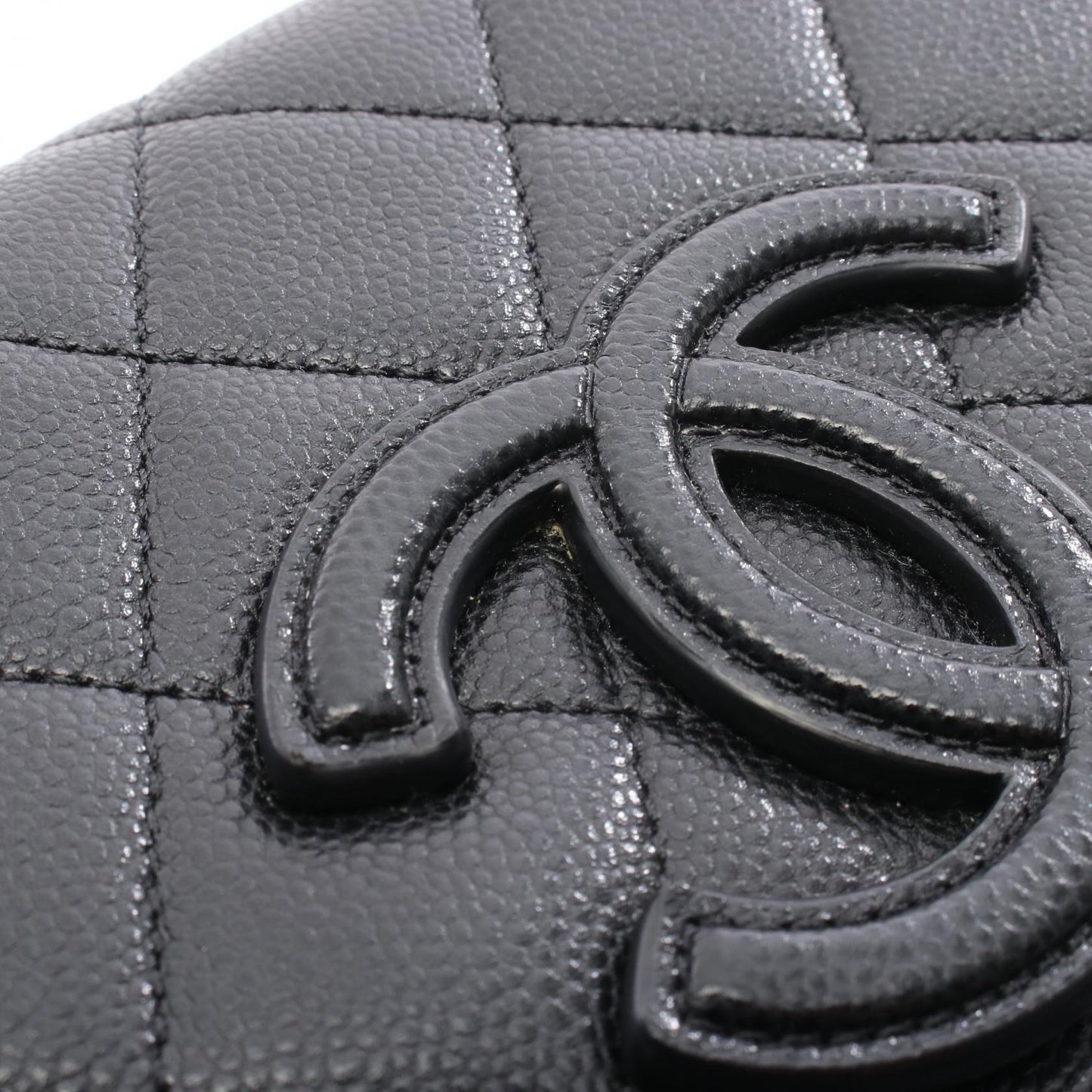 マトラッセ ミニ メッセンジャー チェーンショルダーバッグ キャビアスキン ブラック ゴールド金具 シャネル バッグ CHANEL