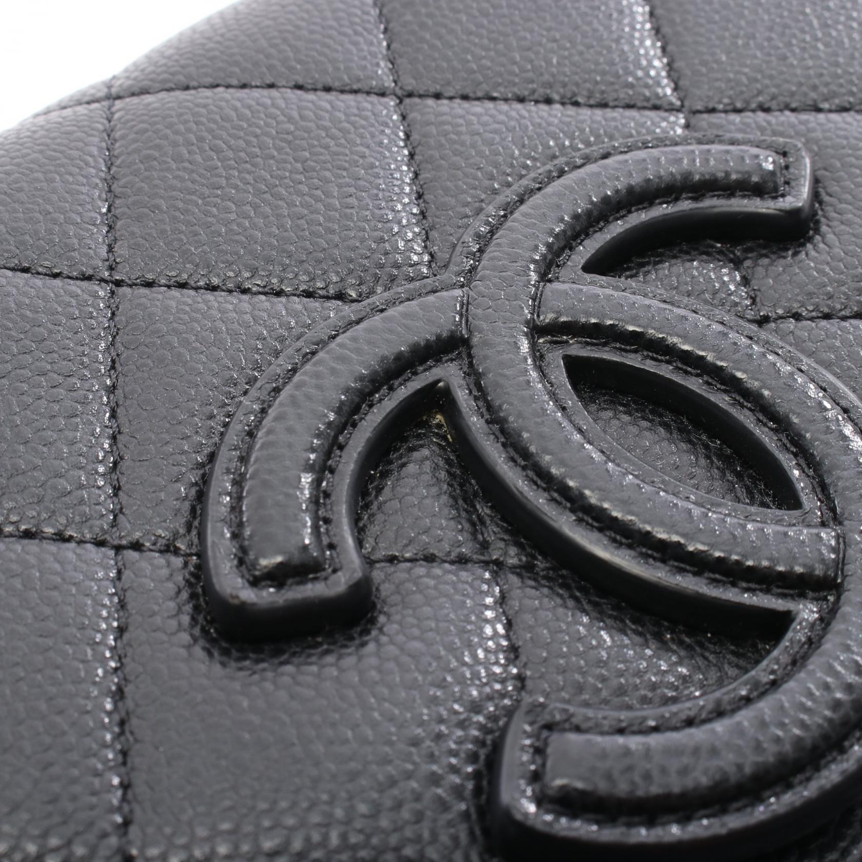 マトラッセ ミニ メッセンジャー チェーンショルダーバッグ キャビアスキン ブラック ゴールド金具 シャネル バッグ CHANEL